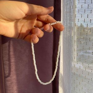 Trendy white beaded choker